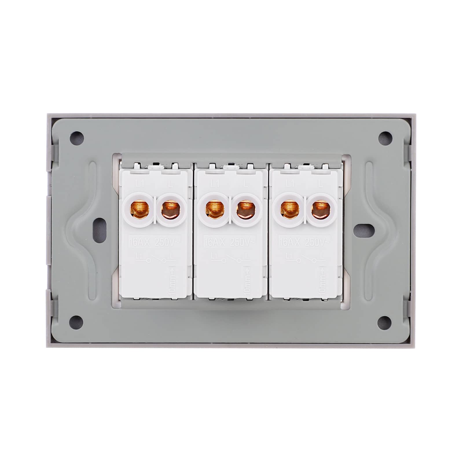 Intrerupator Triplu Mecanic LUXION cu Rama din Sticla, Standard Italian, 3M — imaginea 4