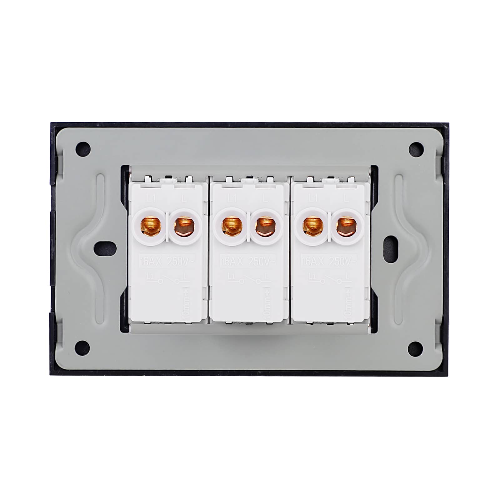Intrerupator Triplu Mecanic LUXION cu Rama din Sticla, Standard Italian, 3M — imaginea 4