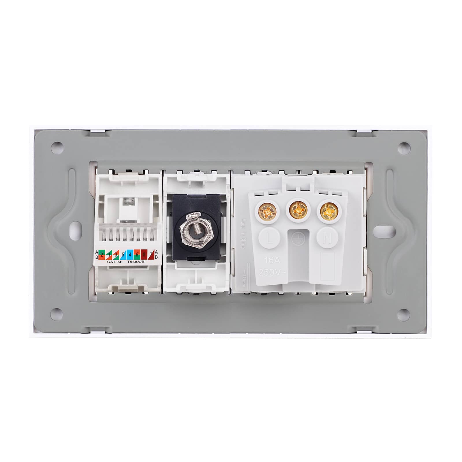 Priza Schuko + TV + Internet cu Rama Din Sticla LUXION, Standard Italian, 4M — imaginea 4