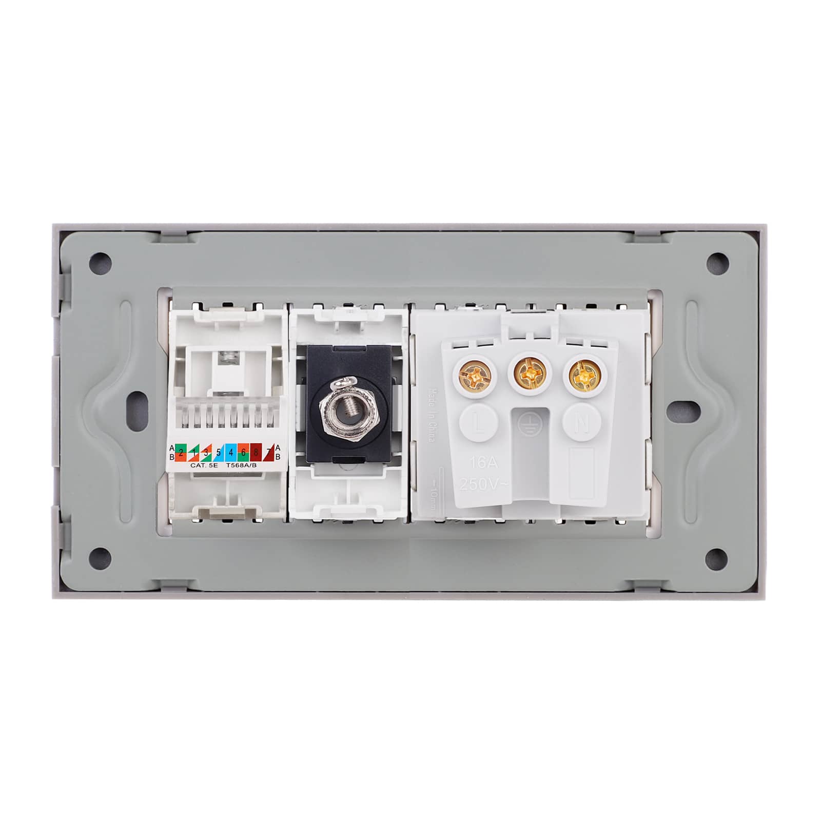 Priza Schuko + TV + Internet cu Rama Din Sticla LUXION, Standard Italian, 4M — imaginea 4