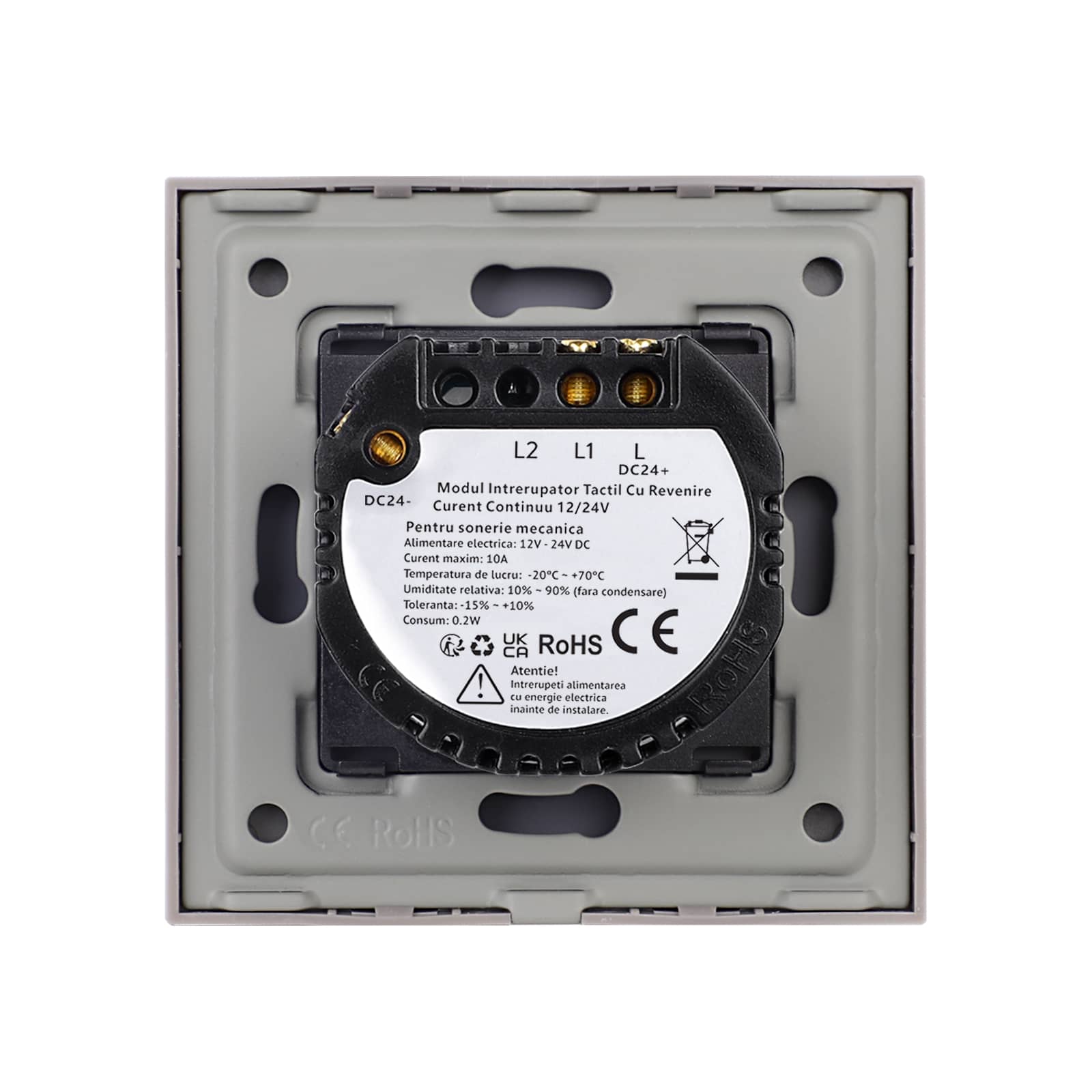 Intrerupator Simplu cu Revenire Curent Continuu 12/24V cu Touch din Sticla LUXION — imaginea 3
