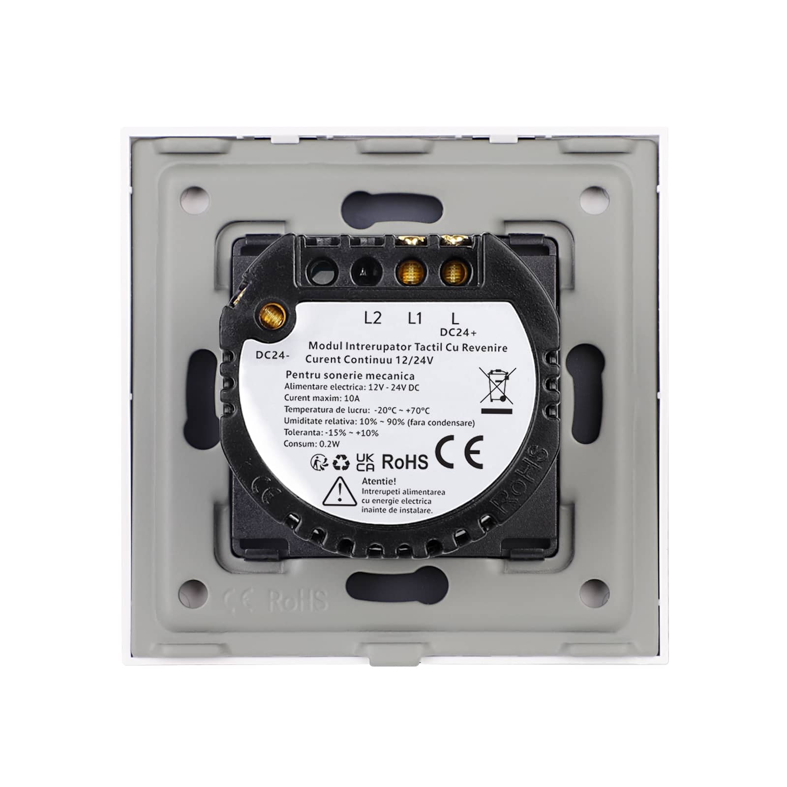 Intrerupator Simplu cu Revenire Curent Continuu 12/24V cu Touch din Sticla LUXION — imaginea 3