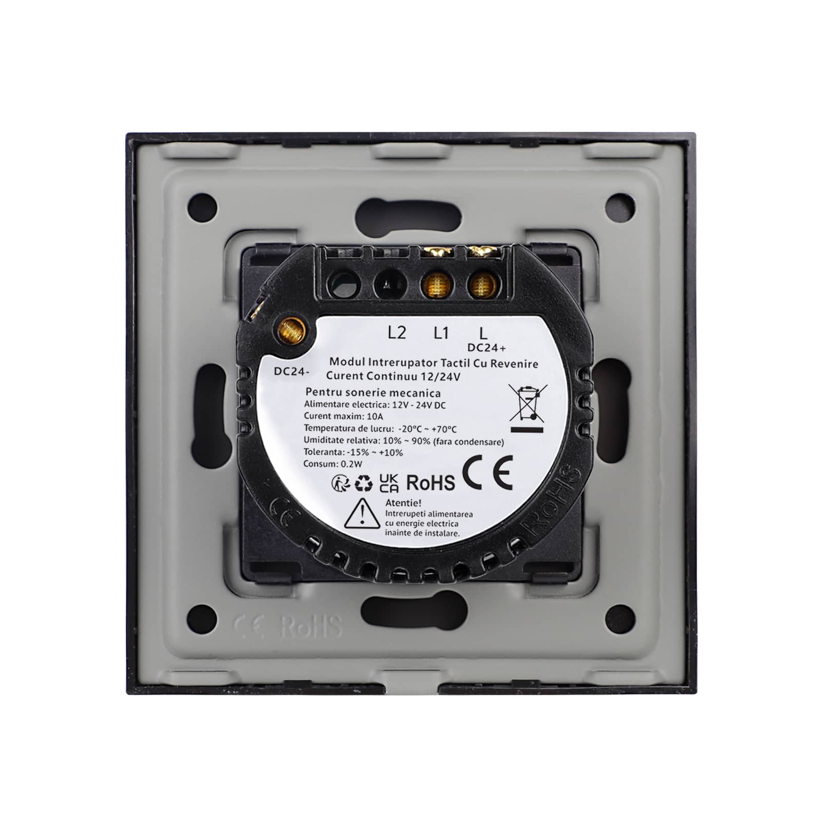 Intrerupator Simplu cu Revenire Curent Continuu 12/24V cu Touch din Sticla LUXION — imaginea 4