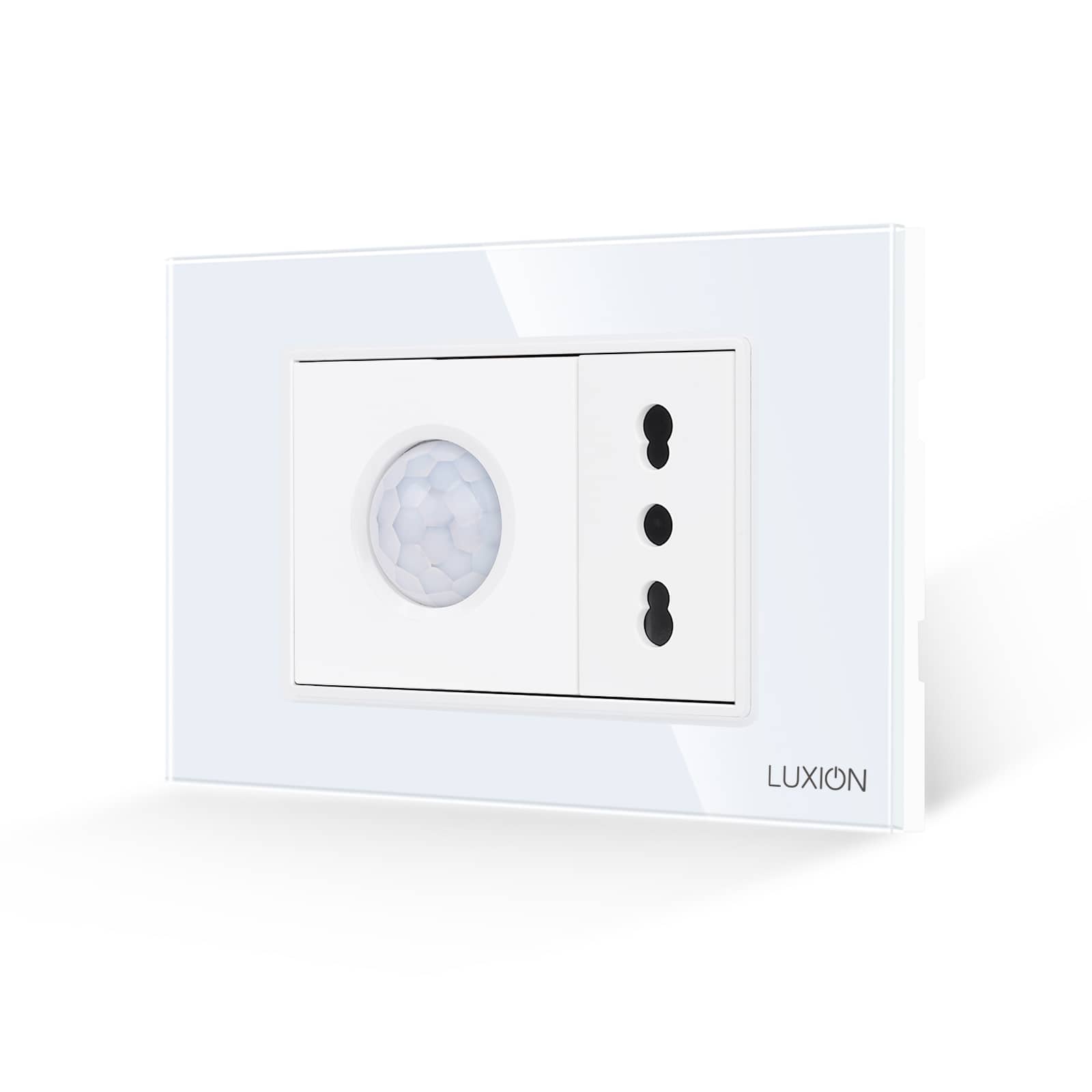 Senzor de Miscare 2M si Priza Ingusta LUXION cu Rama din Sticla, Standard Italian, 3M — imaginea 1