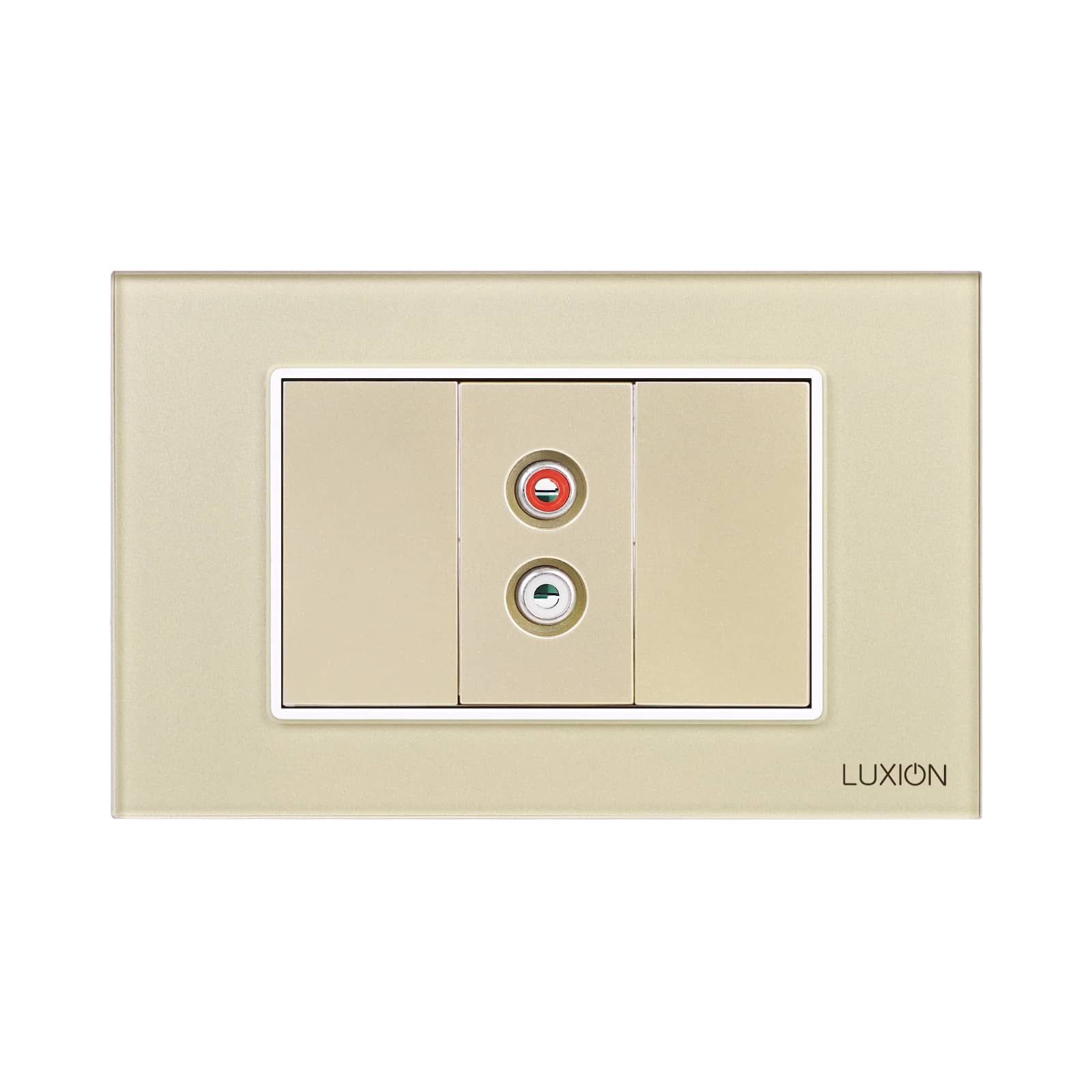 Priza Audio 1M + 2 Taste False LUXION cu Rama din Sticla, Standard Italian, 3M — imaginea 2