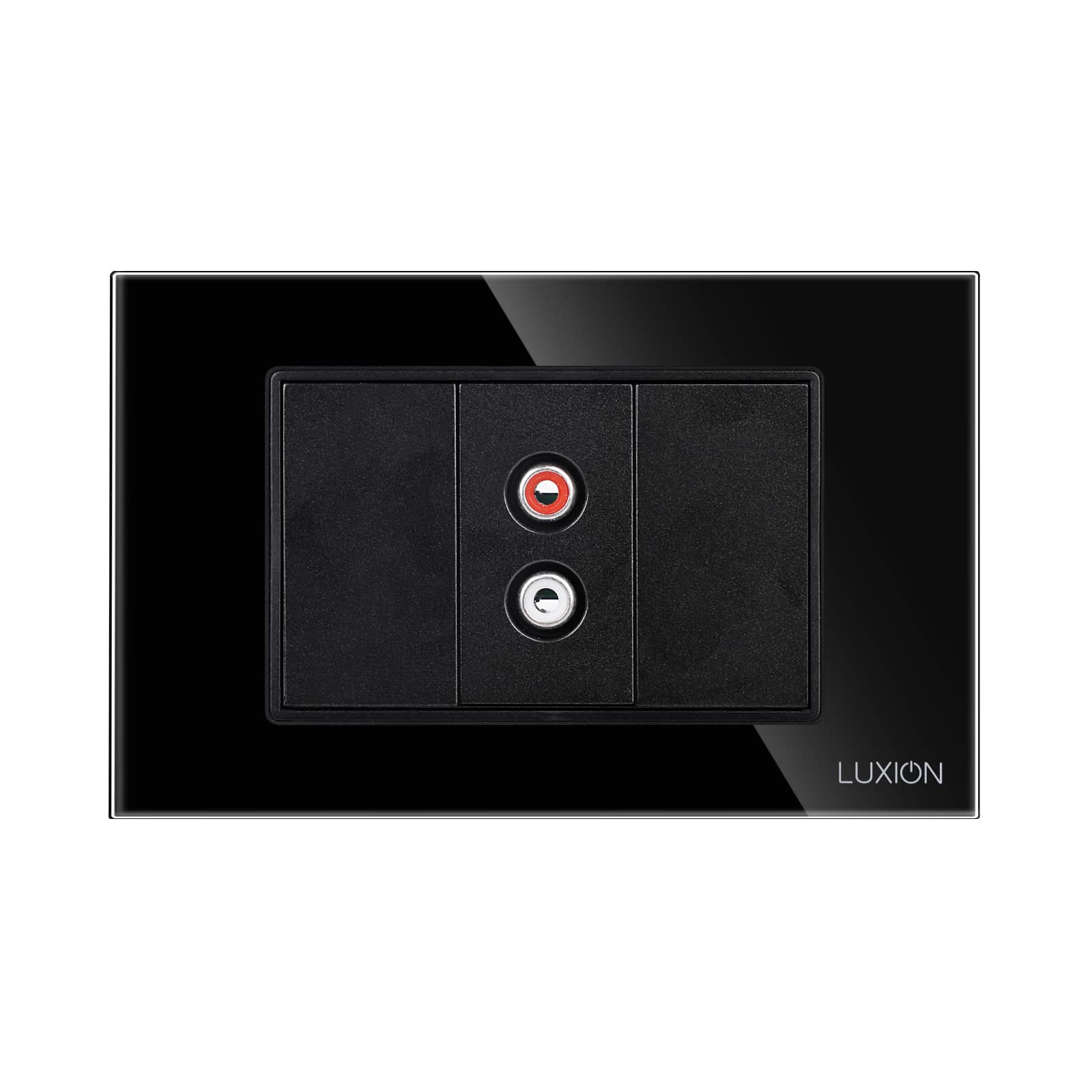 Priza Audio 1M + 2 Taste False LUXION cu Rama din Sticla, Standard Italian, 3M — imaginea 2
