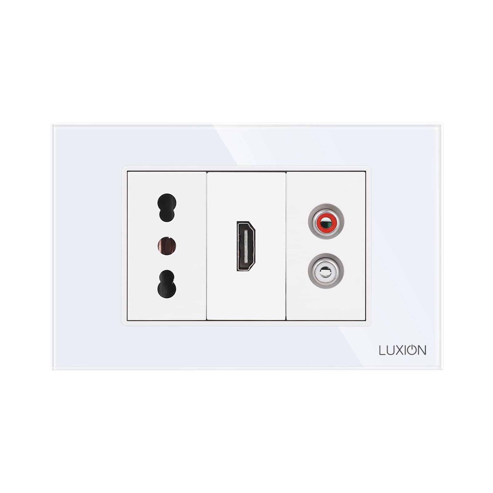 Priza Ingusta + HDMI + Audio cu Rama Din Sticla LUXION, Standard Italian, 3M — imaginea 2