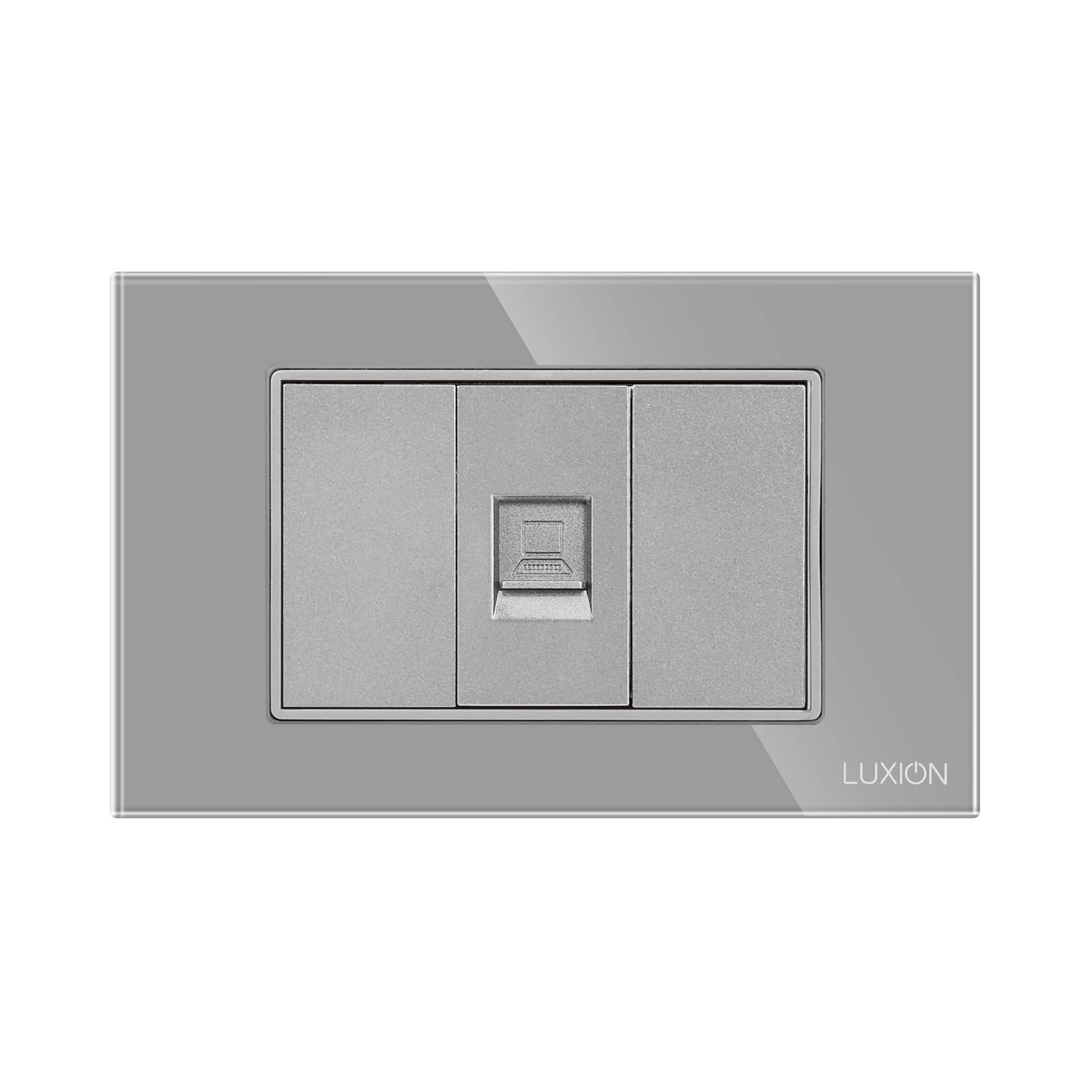 Priza Internet 1M + 2 Taste False LUXION cu Rama din Sticla, Standard Italian, 3M — imaginea 2