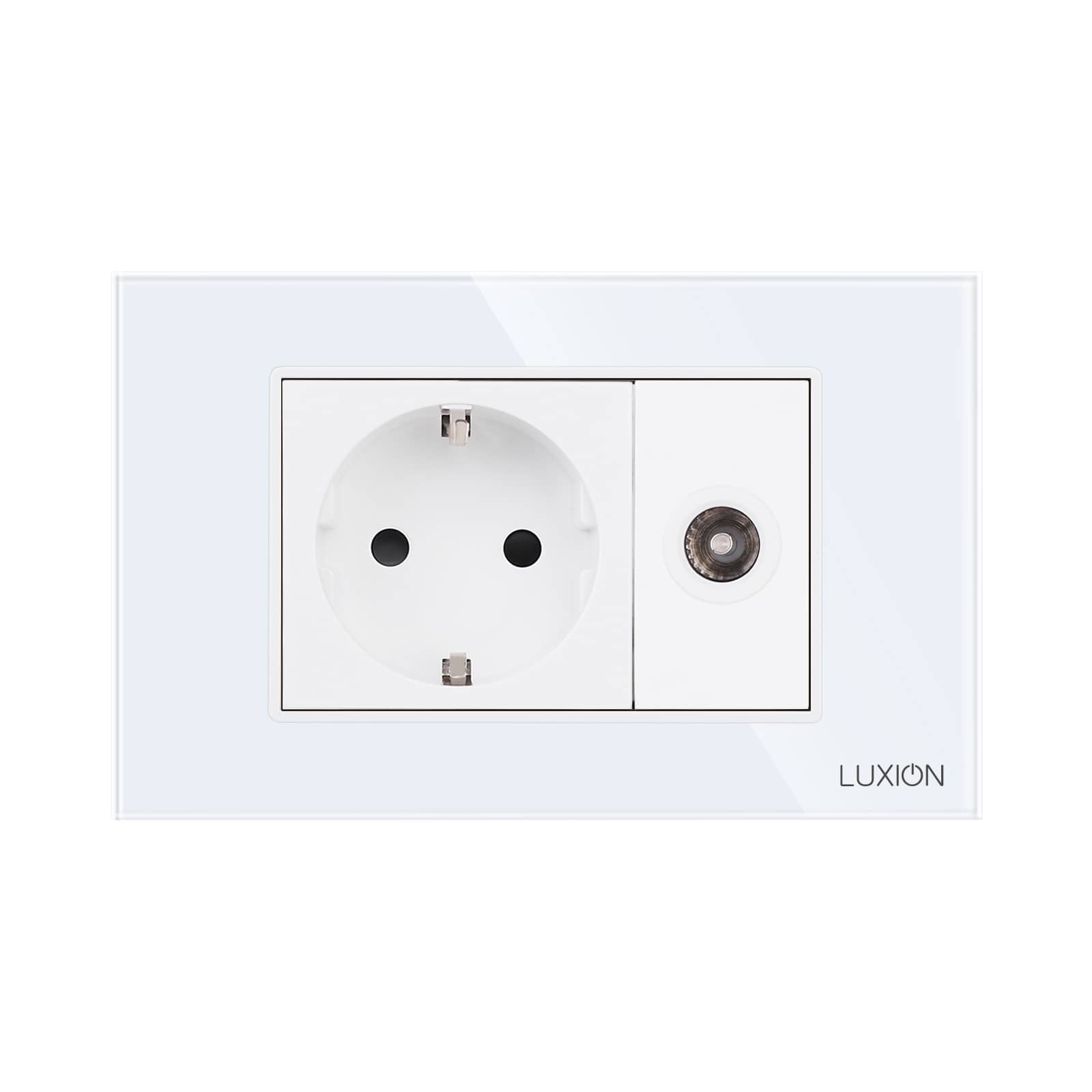 Priza Schuko + Priza TV cu Rama din Sticla LUXION, Standard Italian, 3M — imaginea 2