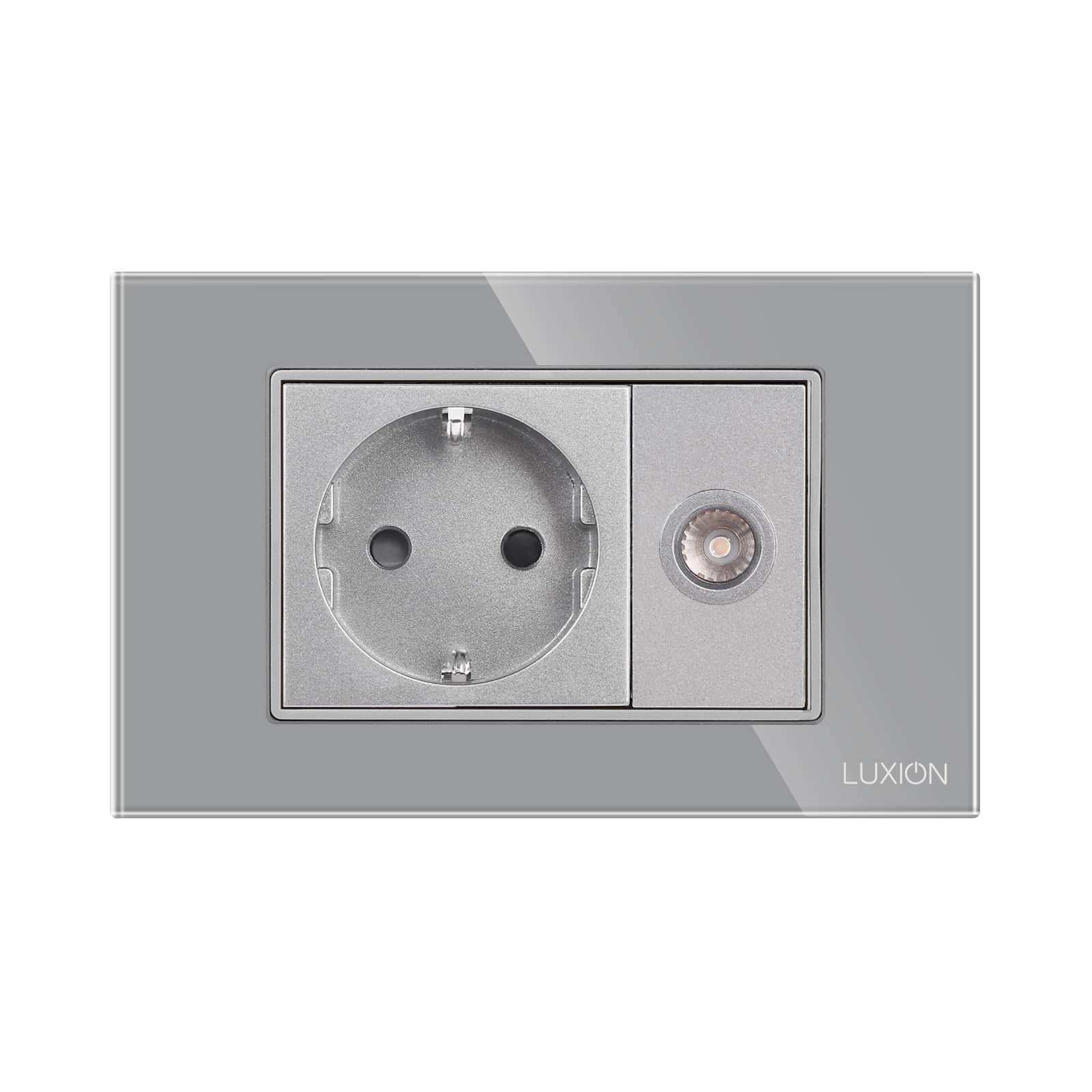 Priza Schuko + Priza TV cu Rama din Sticla LUXION, Standard Italian, 3M — imaginea 2