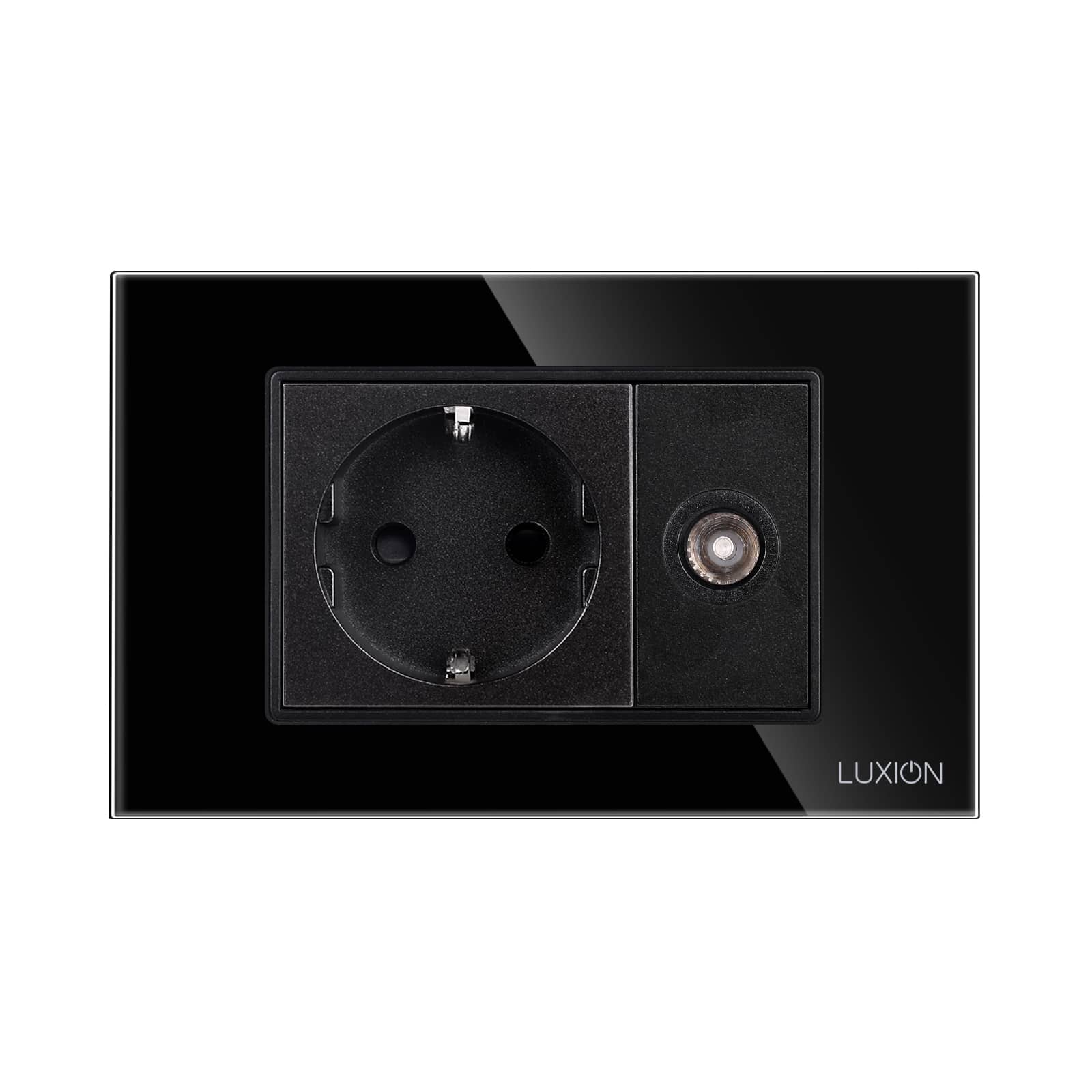 Priza Schuko + Priza TV cu Rama din Sticla LUXION, Standard Italian, 3M — imaginea 2