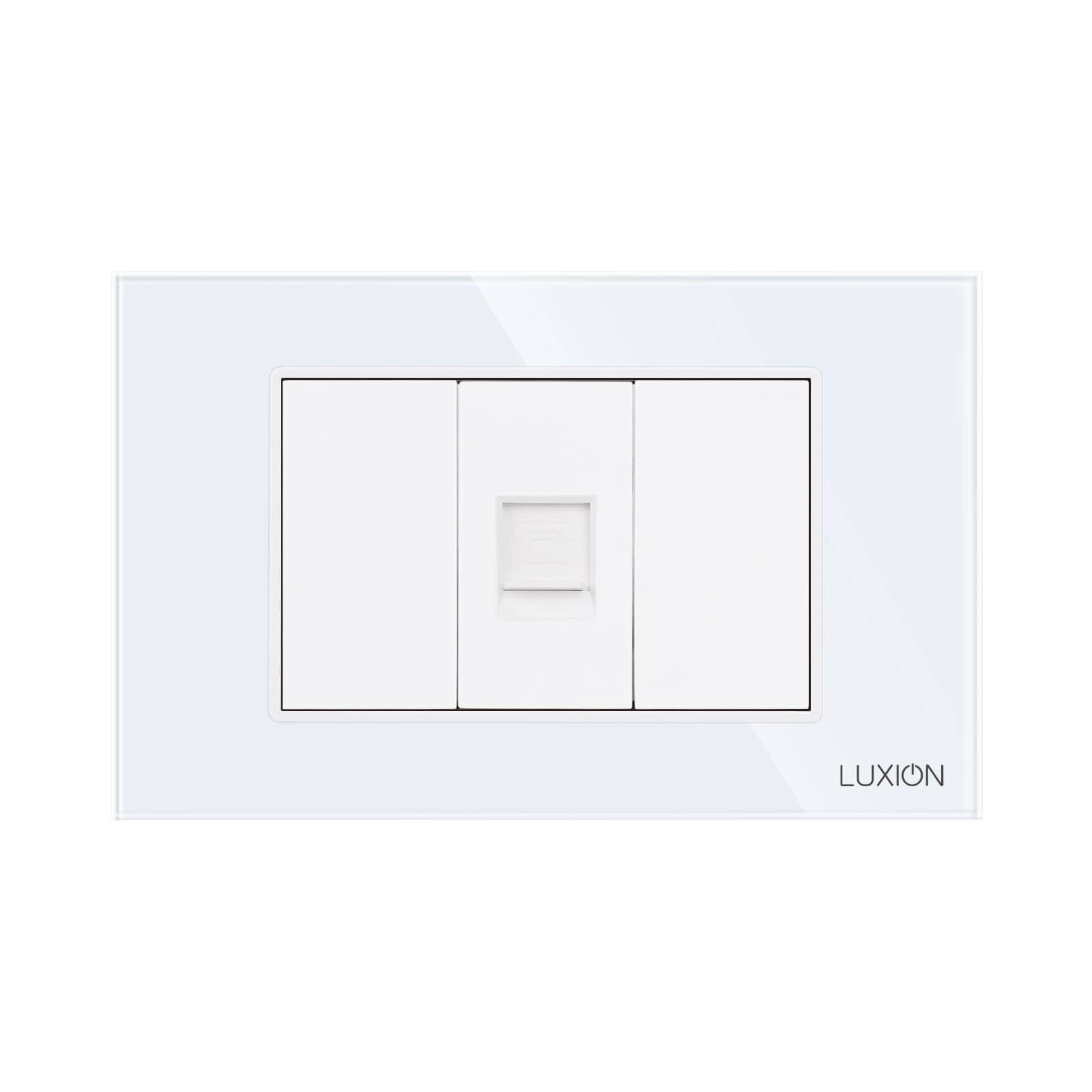 Priza Telefon 1M + 2 Taste False LUXION cu Rama din Sticla, Standard Italian, 3M — imaginea 2