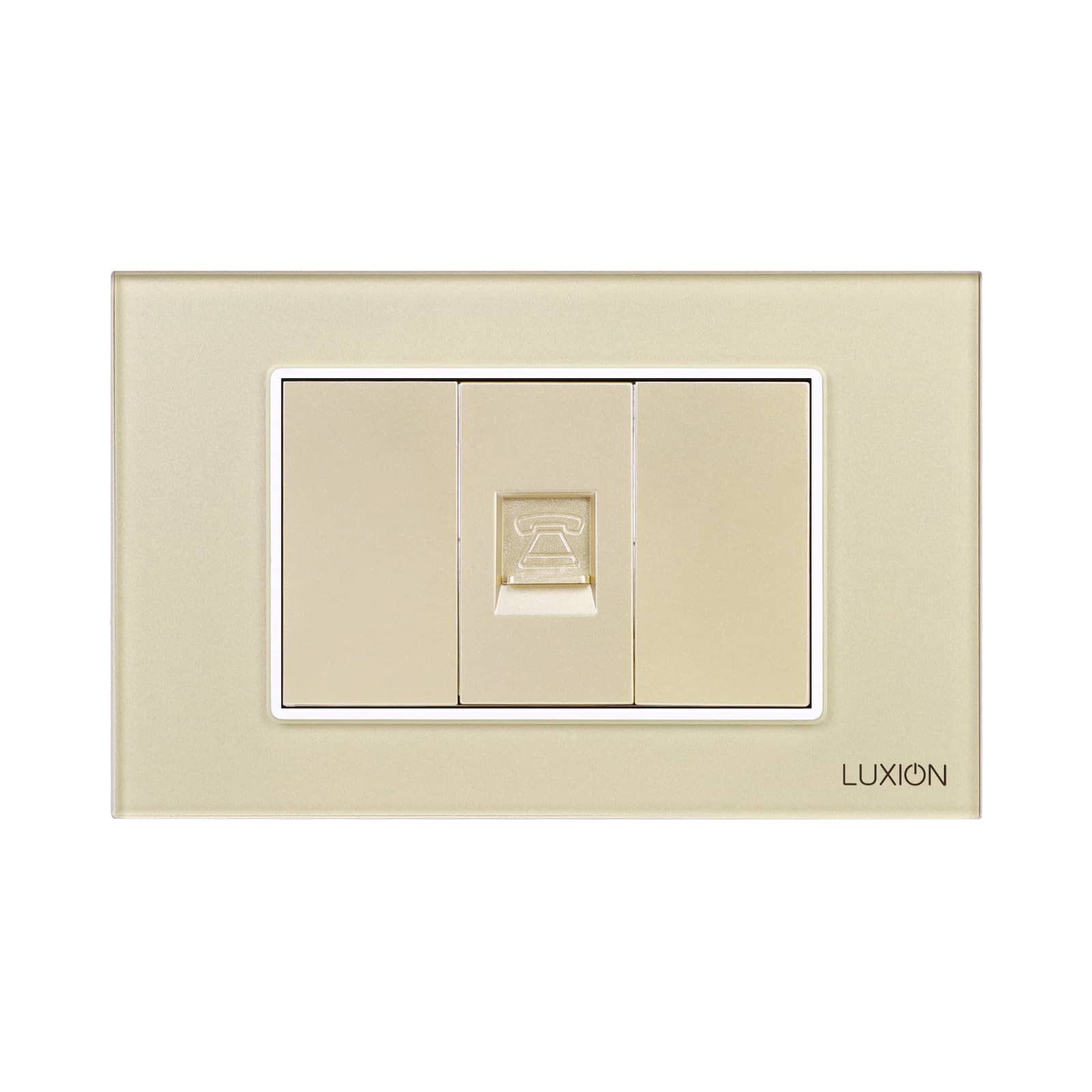Priza Telefon 1M + 2 Taste False LUXION cu Rama din Sticla, Standard Italian, 3M — imaginea 2