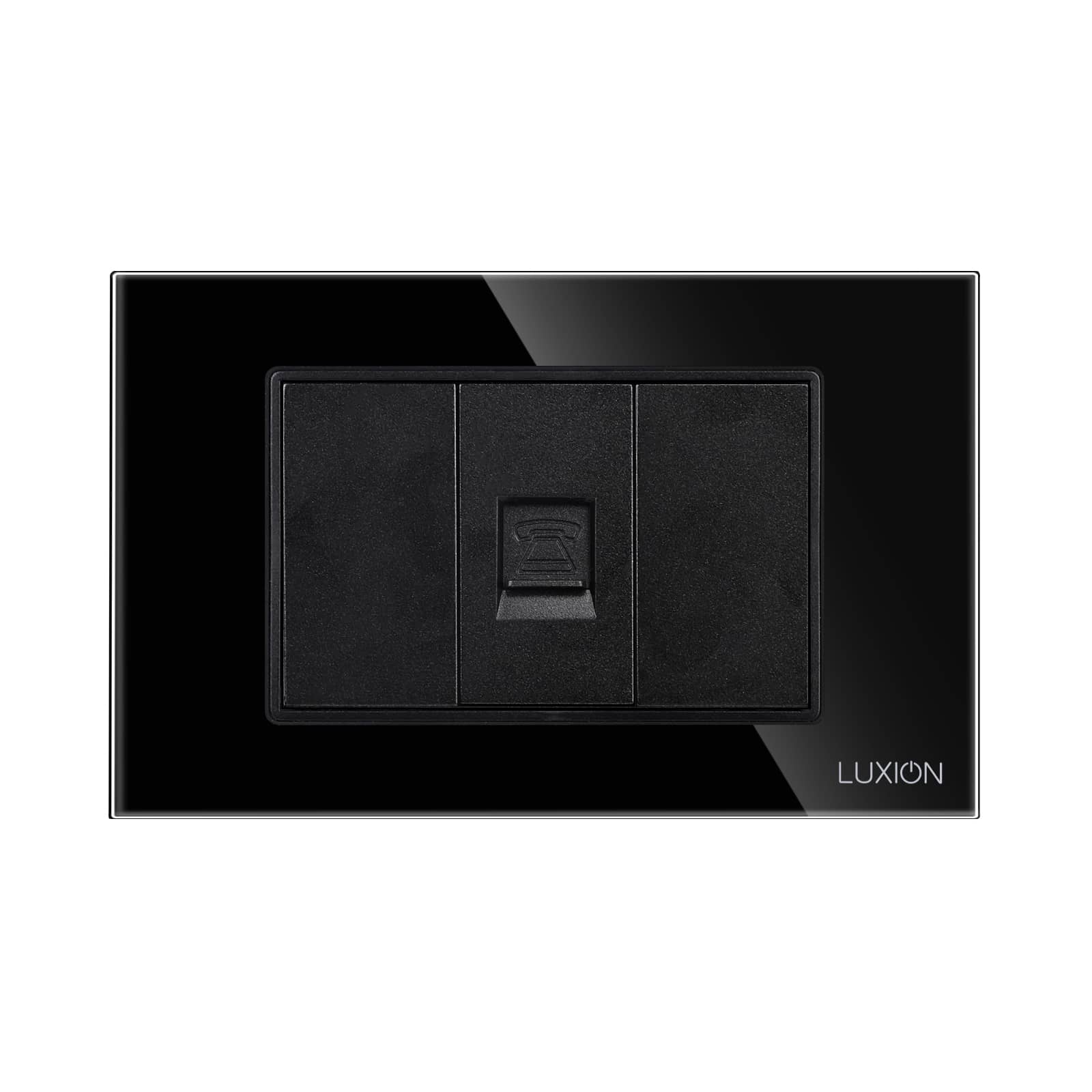 Priza Telefon 1M + 2 Taste False LUXION cu Rama din Sticla, Standard Italian, 3M — imaginea 2