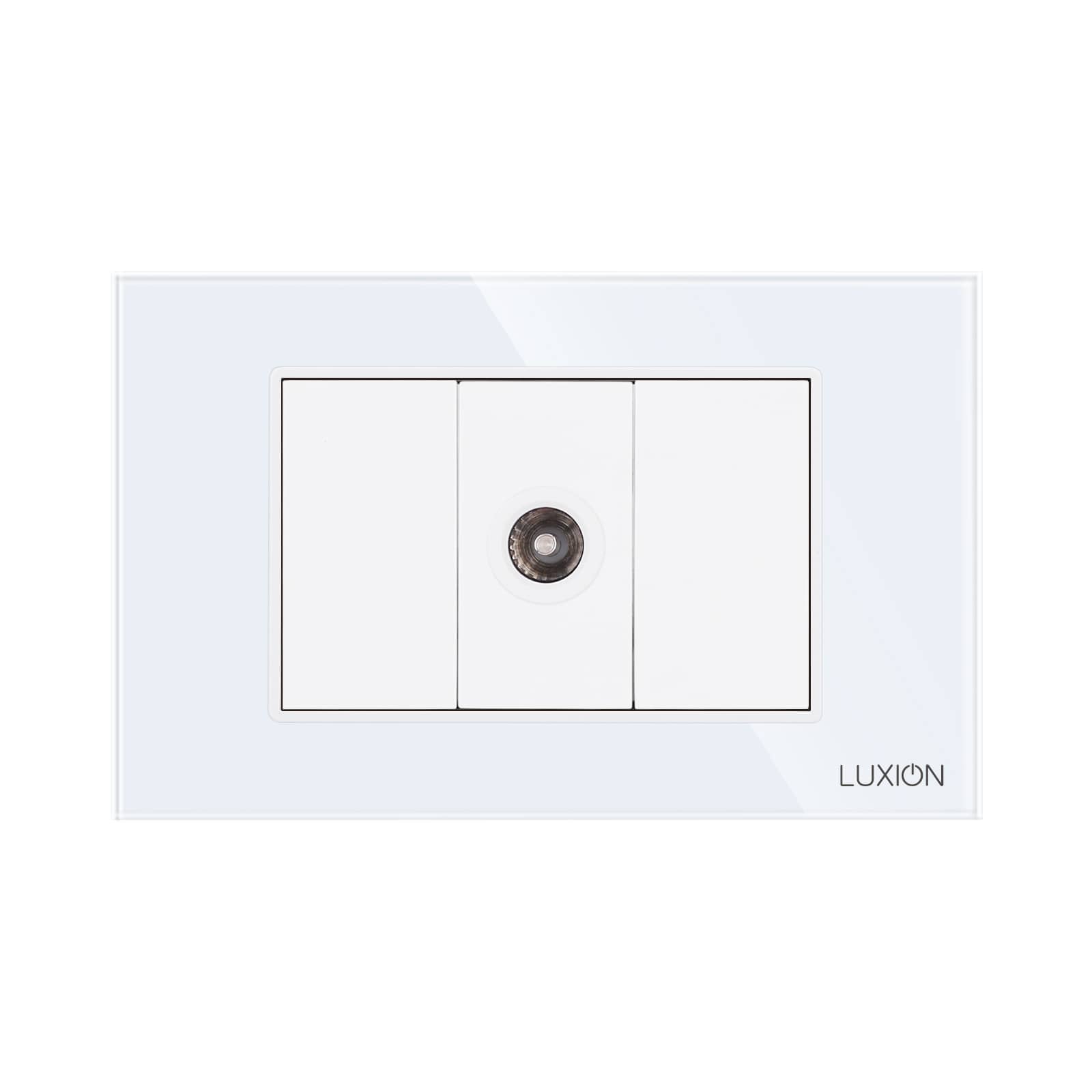 Priza TV 1M + 2 Taste False LUXION cu Rama din Sticla, Standard Italian, 3M — imaginea 2