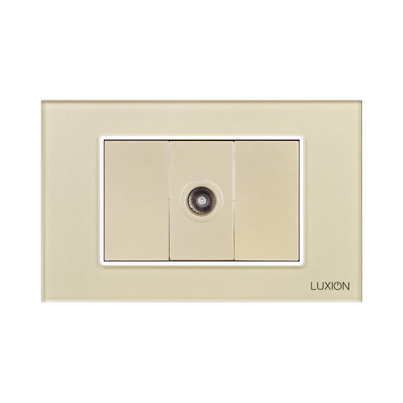 Priza TV 1M + 2 Taste False LUXION cu Rama din Sticla, Standard Italian, 3M — imaginea 2