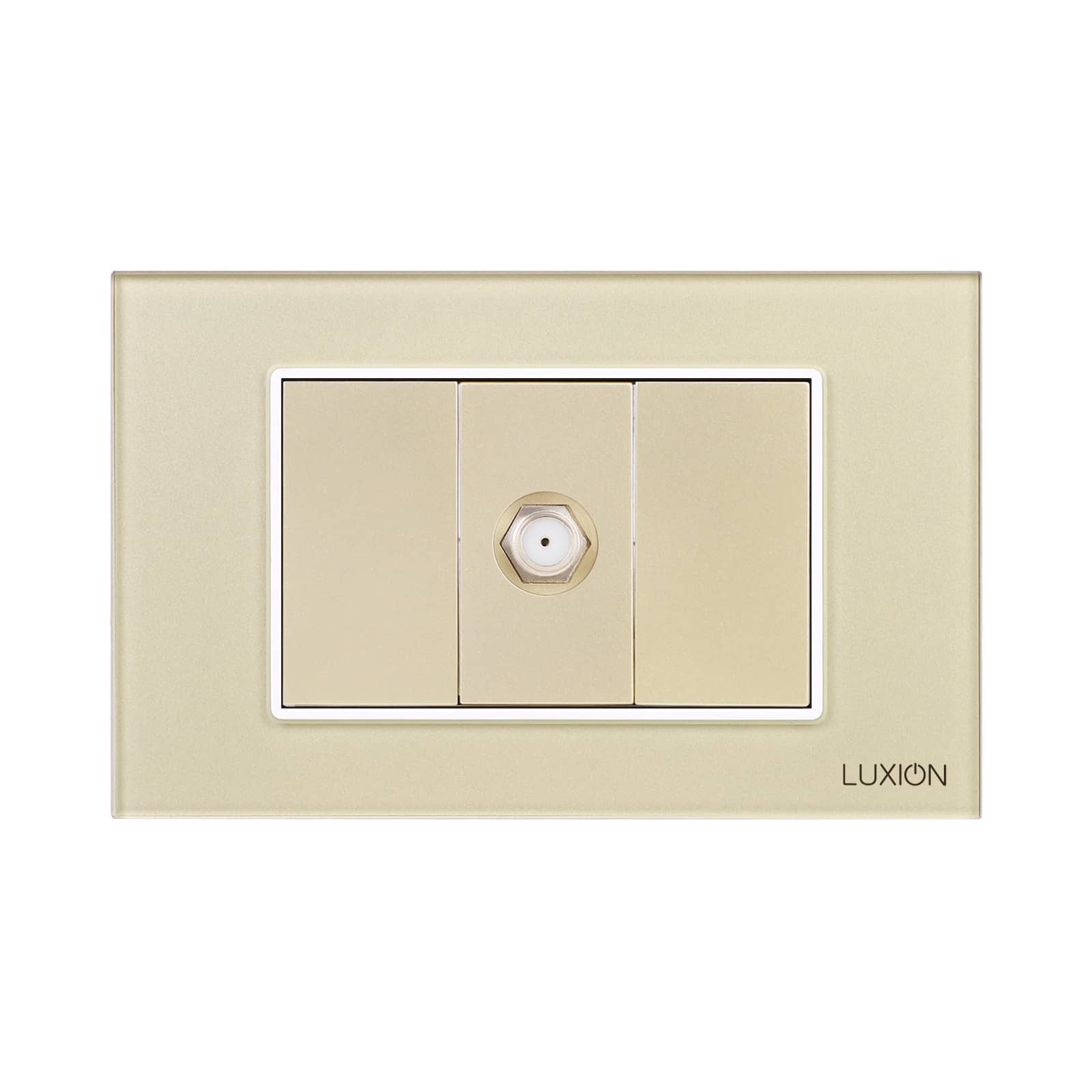 Priza TV Satelit 1M + 2 Taste False LUXION cu Rama din Sticla, Standard Italian, 3M — imaginea 2