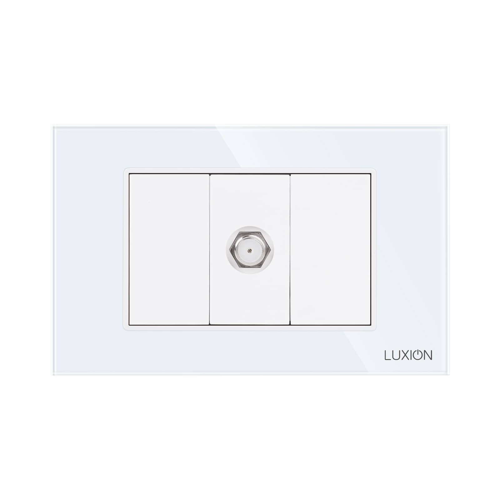 Priza TV Satelit 1M + 2 Taste False LUXION cu Rama din Sticla, Standard Italian, 3M — imaginea 2