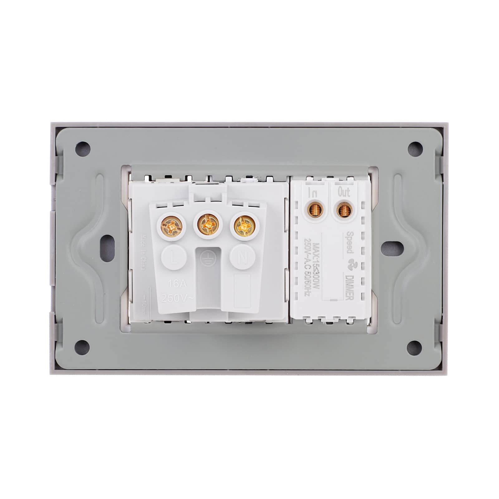 Comutator Pentru Ventilator + Priza cu Rama din Sticla LUXION, Standard Italian, 3M — imaginea 4
