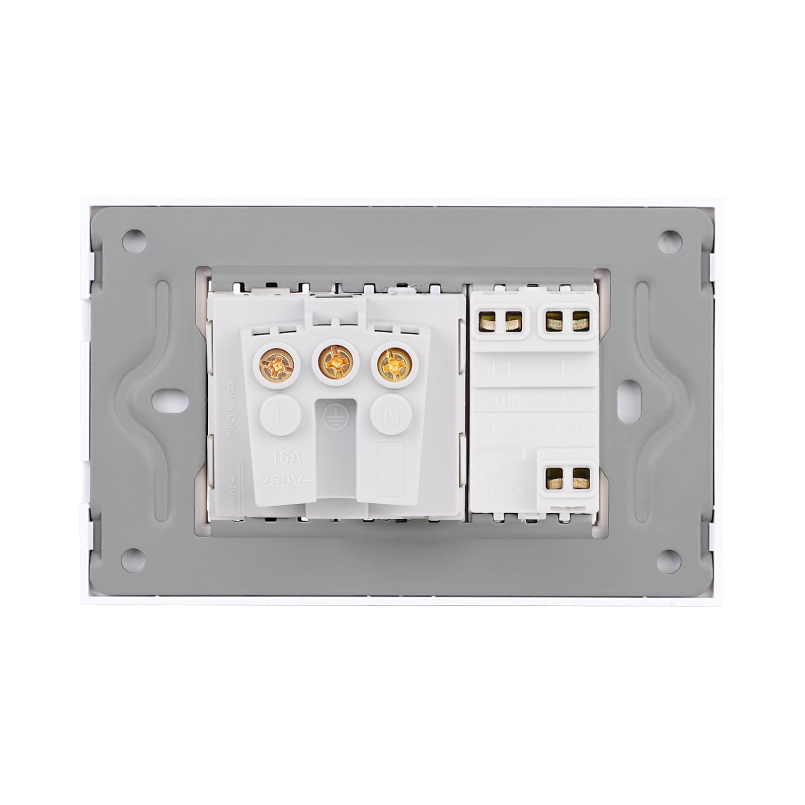 Intrerupator Mecanic Jaluzele + Priza cu Rama din Sticla LUXION, Standard Italian, 3M — imaginea 4