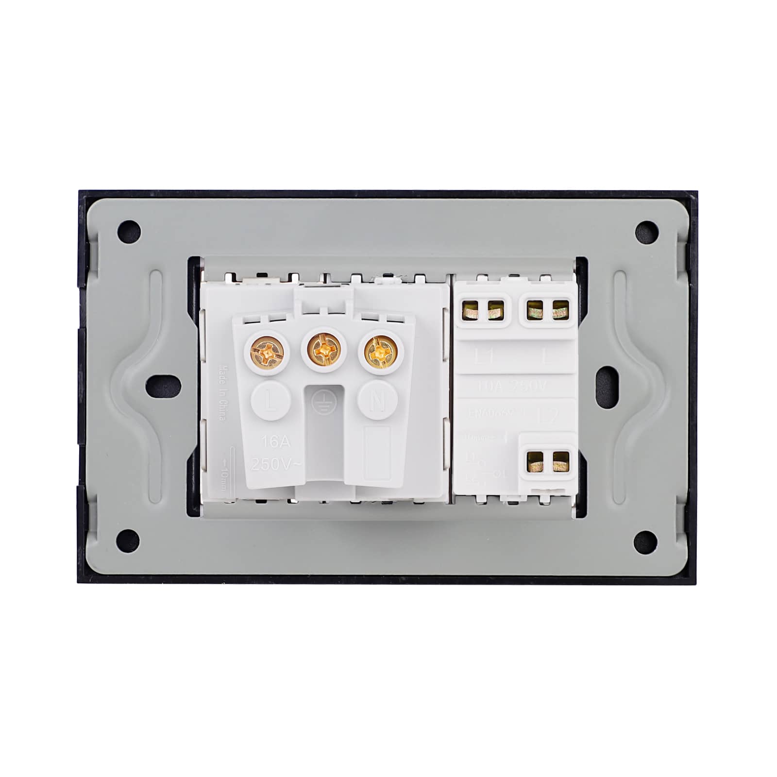 Intrerupator Mecanic Jaluzele + Priza cu Rama din Sticla LUXION, Standard Italian, 3M — imaginea 4