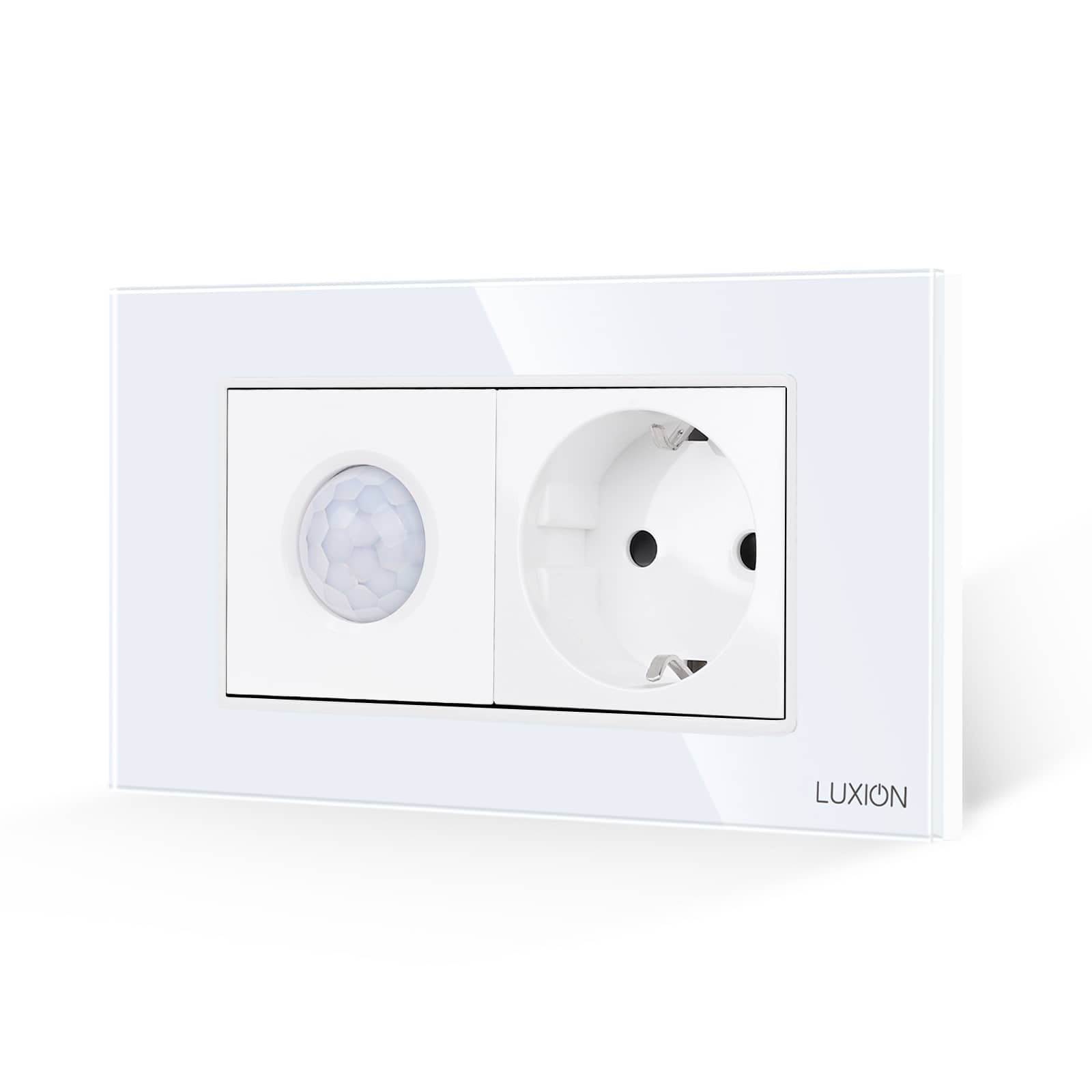 Senzor de Miscare 2M si Priza Schuko LUXION cu Rama din Sticla, Standard Italian, 4M — imaginea 1