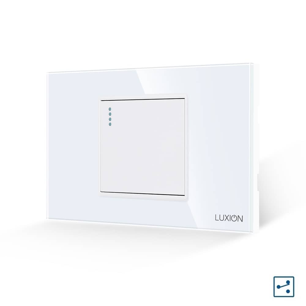 Intrerupator Simplu Cap Scara Mecanic LUXION cu Rama din Sticla, Standard Italian, 2/3M — imaginea 1